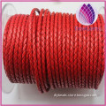 high quality red 3.0mm braided real leather cord for jewerly